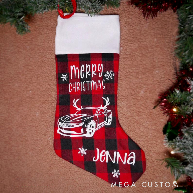 Personalized Racing Christmas Stocking with Custom Car Design and Name Gift for Racers and Racing Lovers