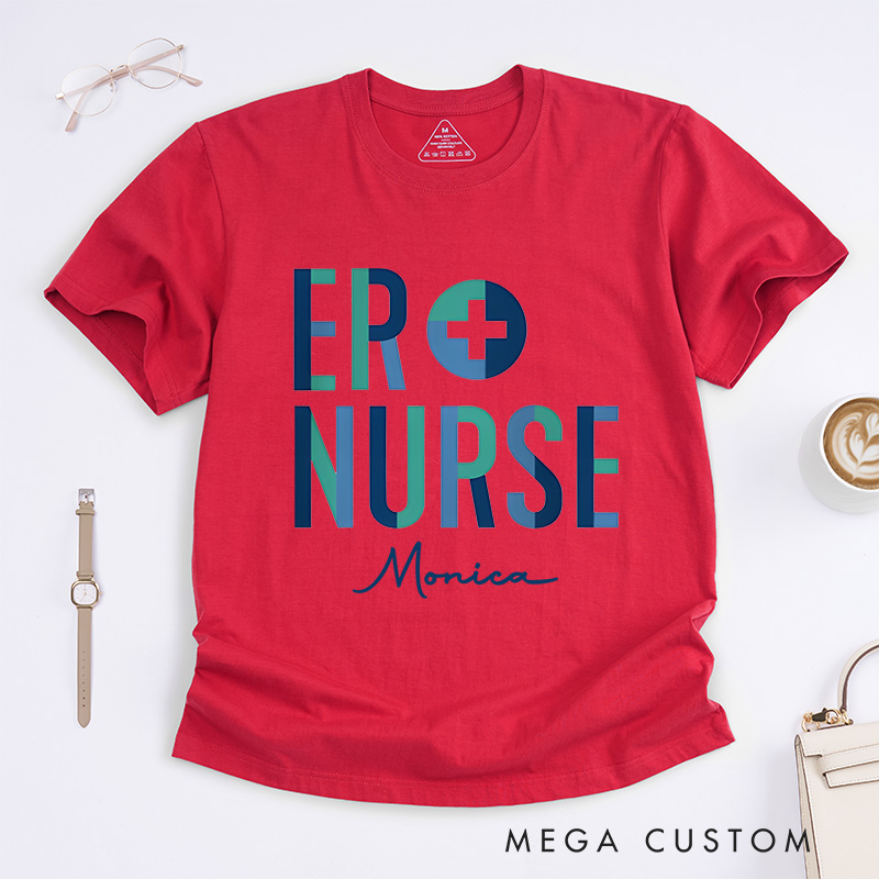 Personalized Nurse T-Shirts Modern ER Nurse Fashion Design T-Shirts