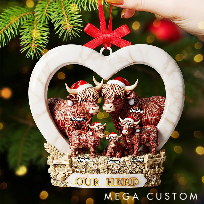 Personalized Gifts For Family Christmas Highland Cow Ornament