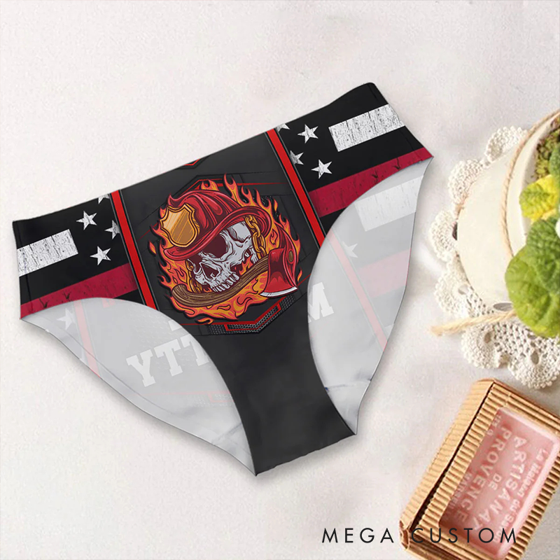 Personalized Firefighter Women Briefs Firefighter Save My Kitty Brief Gift