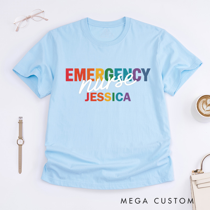 Personalized Nurse T-Shirts Vibrant Emergency Nurse Fashion Design T-Shirts