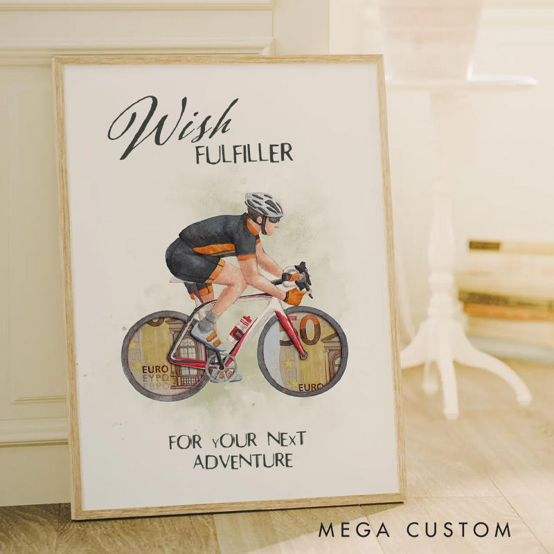 Personalized Bicycle Wish Granter Cash Gift for Cyclists Gift for Cyclists  for Birthdays of Men for Riding Cycling Lovers