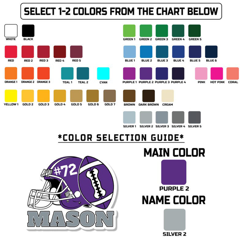 Personalized American Football Helmet Sticker with Custom Player Name and Jersey Number