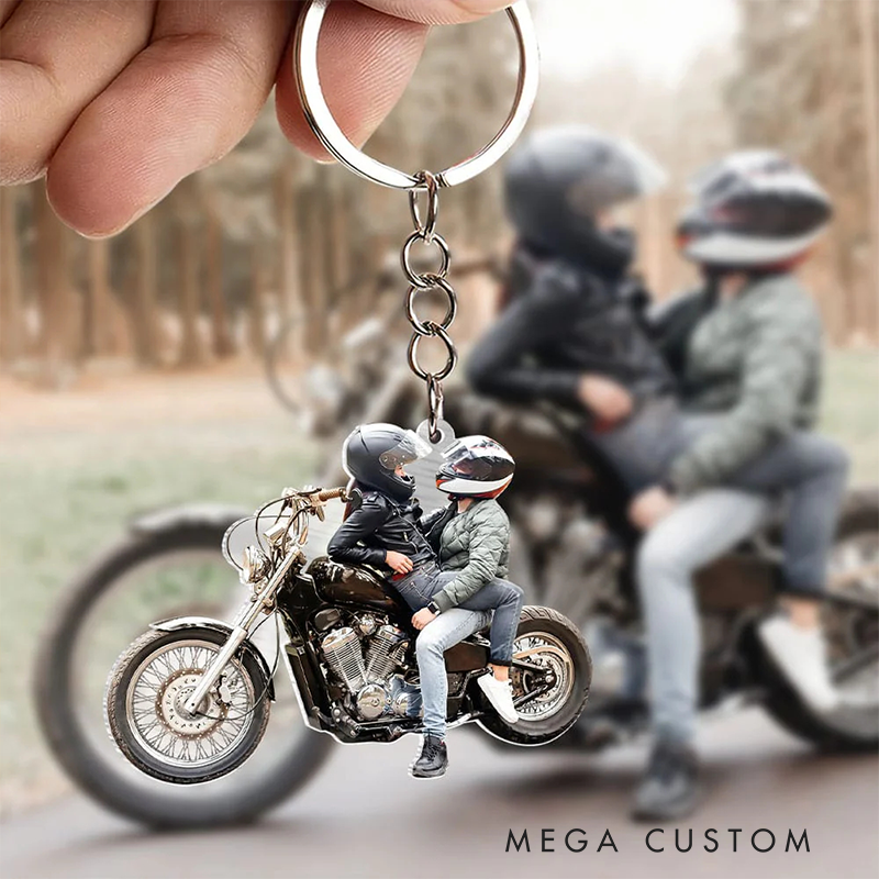 Personalized Acrylic Keychain Custom Motorcycle Photo Keychain Gift for Motorcyclist and Motocross Lovers