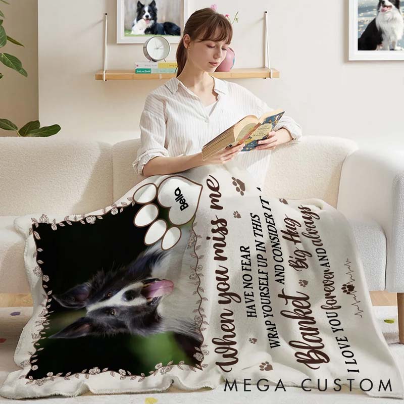 Personalized Pet Lover Miss Me No Fear Paw Throw Blanket