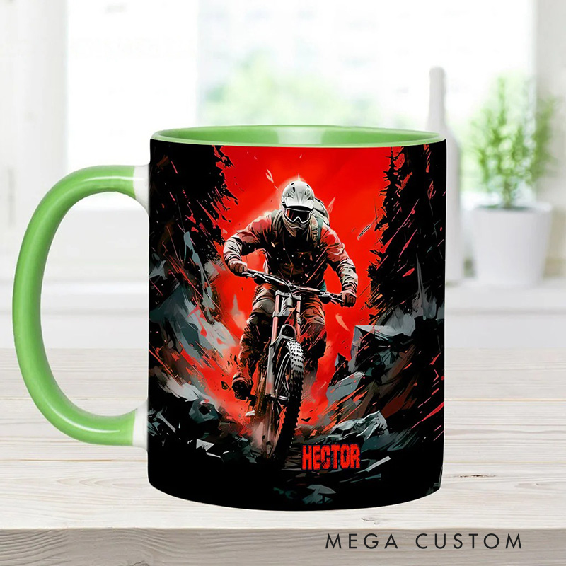 Personalized Cool Dirt Bike Motocross Dirt Bike Accent Mug for Cycling Lovers