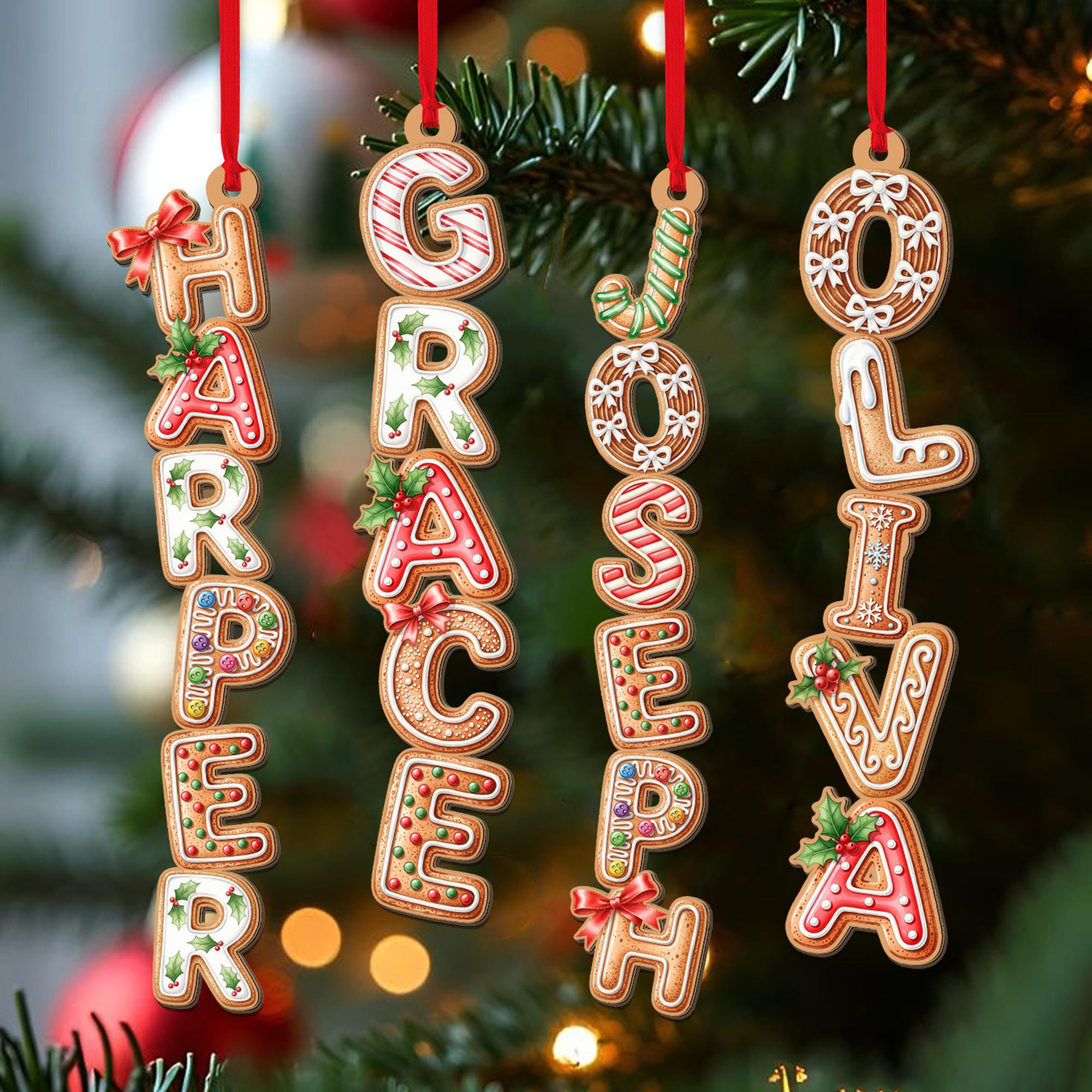 Personalized Gingerbread Alphabet Ornament Custom Gingerbread Alphabet Ornament Kids Name Ornament Christmas Tag for Stockings Kids Christmas Gifts Christmas Ornaments for Family