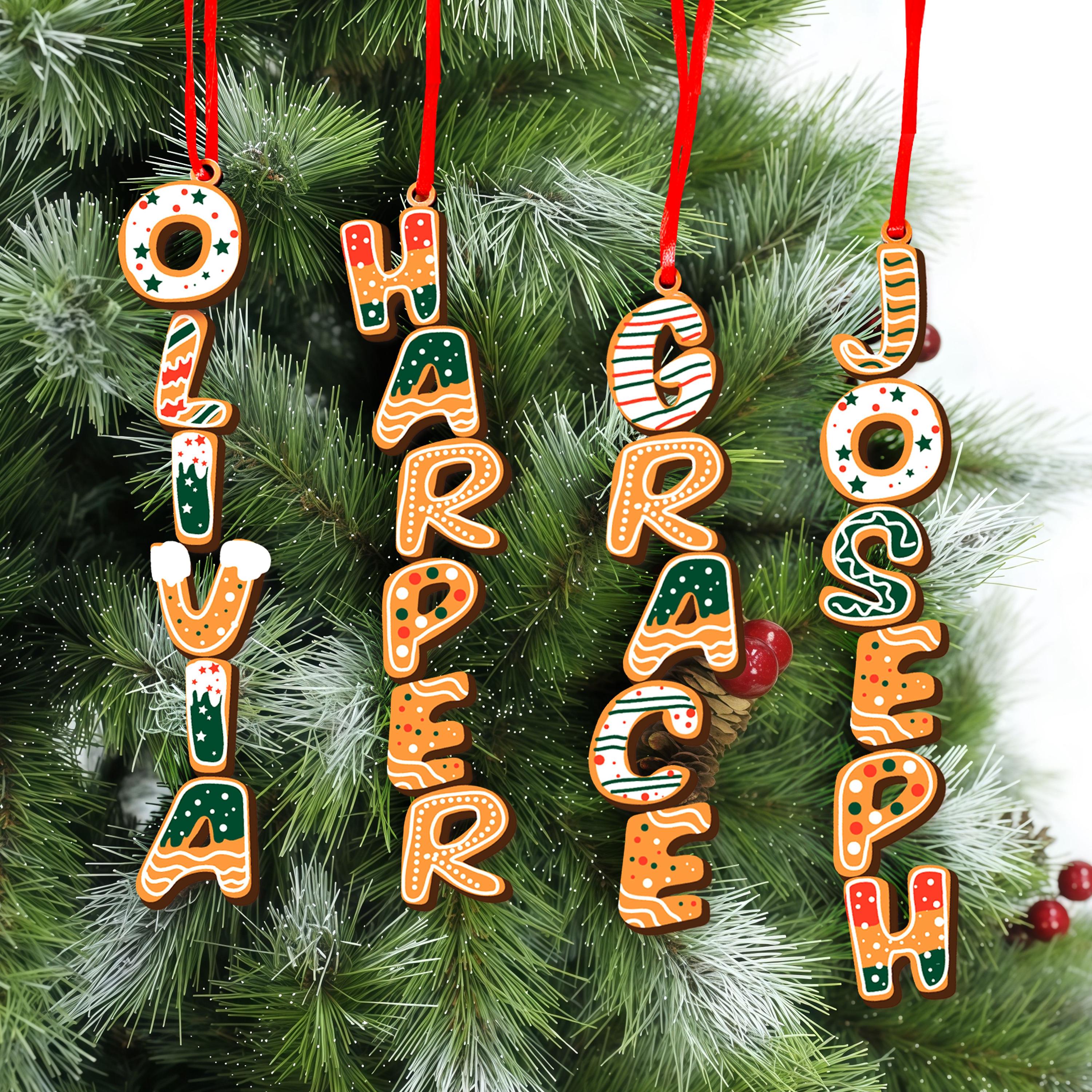 Personalized Gingerbread Alphabet Ornament for Family 2025 Custom Gingerbread Alphabet Ornament Kids Name Ornament Christmas Tag for Stockings Kids Christmas Gifts Christmas Ornaments for Family