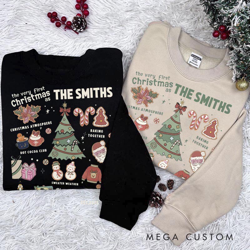 Personalized The Very First Christmas As Crewneck for Newlywed Couple First Christmas Sweatshirt Holiday Outfit