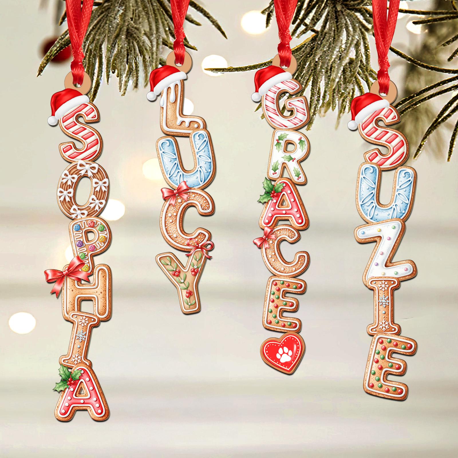 Personalized Gingerbread Alphabet Ornament for Kids Custom Gingerbread Alphabet Ornament 2025 Kids Name Ornament Christmas Tag for Stockings Kids Christmas Gifts Christmas Ornaments for Family
