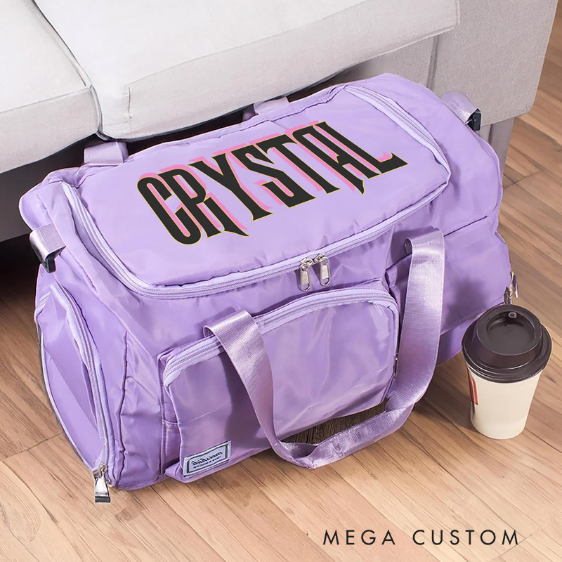 Personalized Duffle Bag Name Gym Bag with Shoulder Strap Multiple Compartments Birthday Christmas Gift for Fitness Lovers