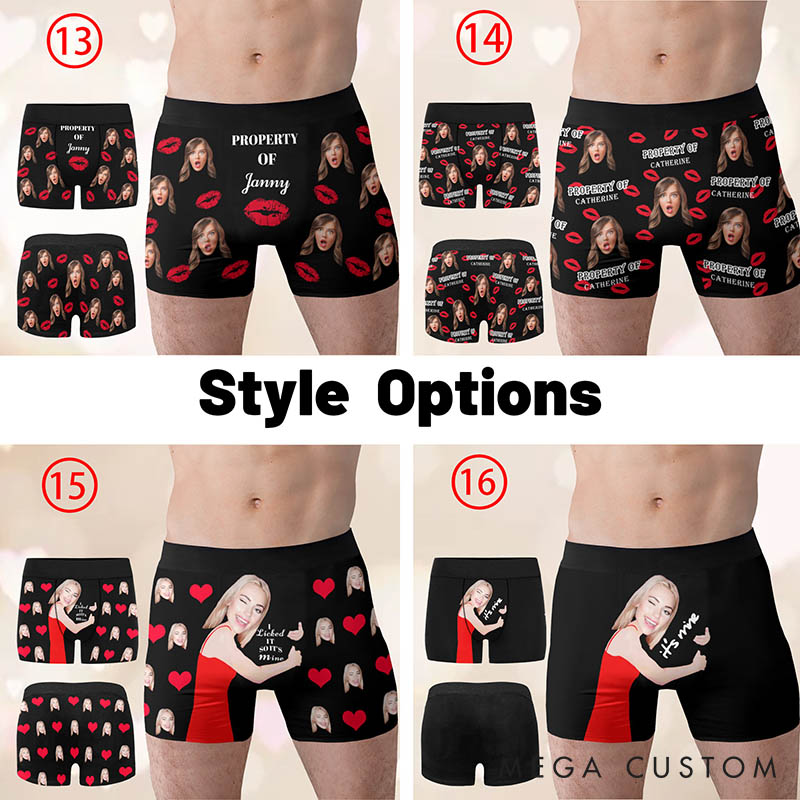 Personalized Girlfriend Wife Face Boxer Briefs Men Underwear with Women Face Photo Valentine's Day Gift for Boyfriend Husband Groom Gift from Bride