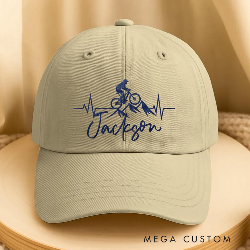 Personalized Mountain Biking Embroidered Cap Cycling Embroidered Hat Custom Name Gift