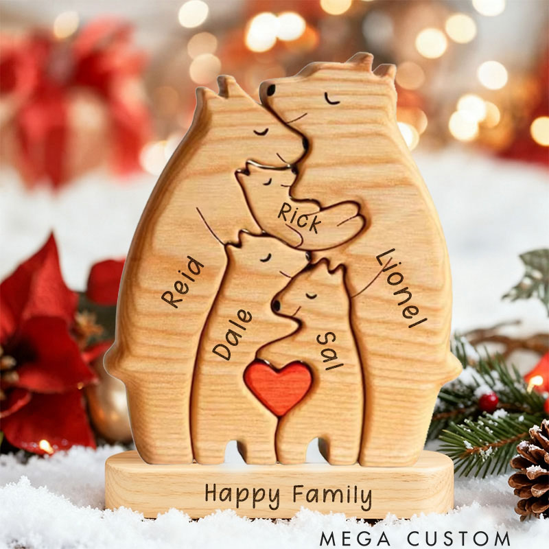Personalized Wooden Bear Family Puzzle Mothers Day Gift Family Christmas Gift Keepsake Family Ornament Gift for Parents Gift for Mum Housewarming Gift