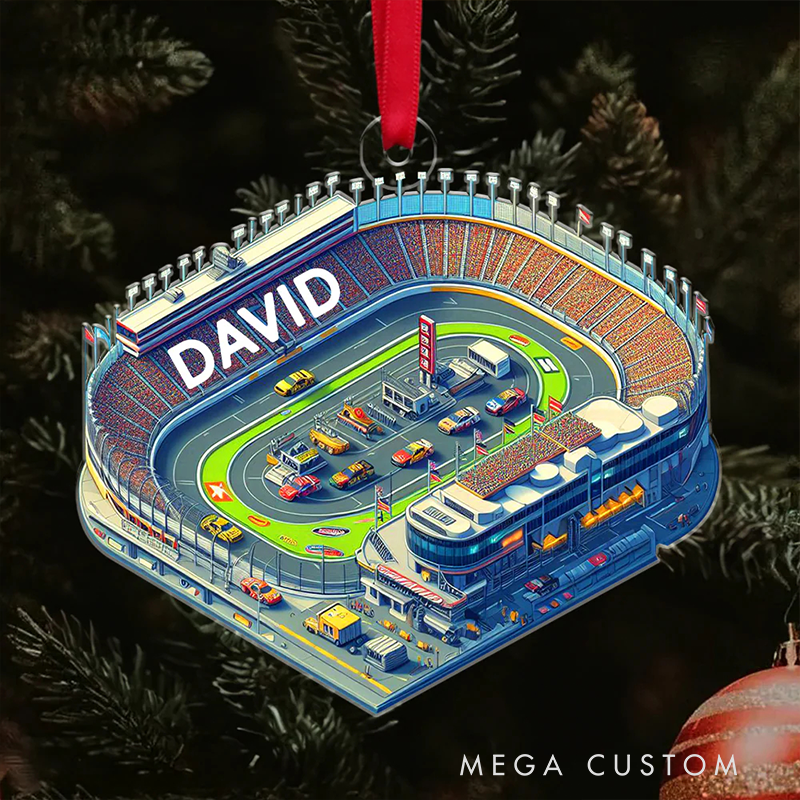 Personalized Racer Christmas Ornament with Car Racing Design Gift for Racers and Racing Lovers