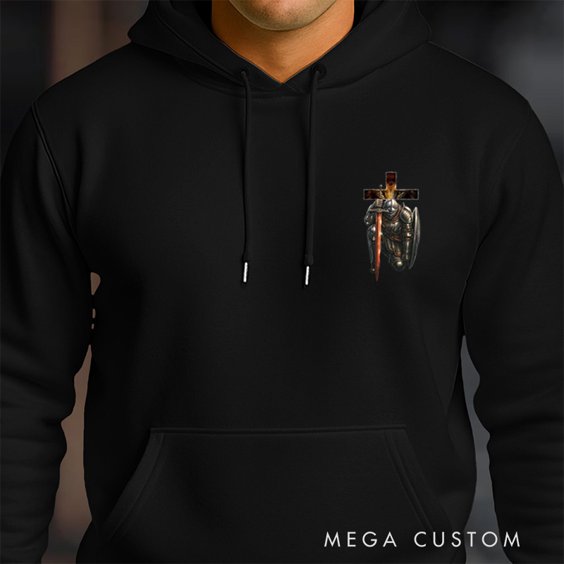 Personalized a Warrior of Christ with Name Letter in Bible Classic Hoodies Religious Gift Christian Faith Gift for Men