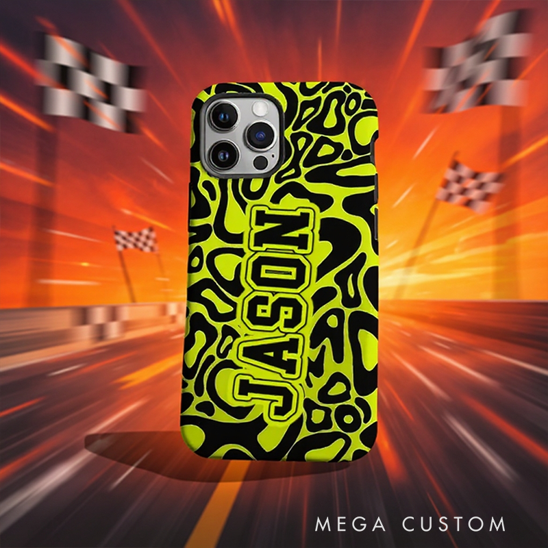 Personalized Racing Style Phone Case Custom Name Colorful Speed Pattern Cover for Racers and Racing Lovers