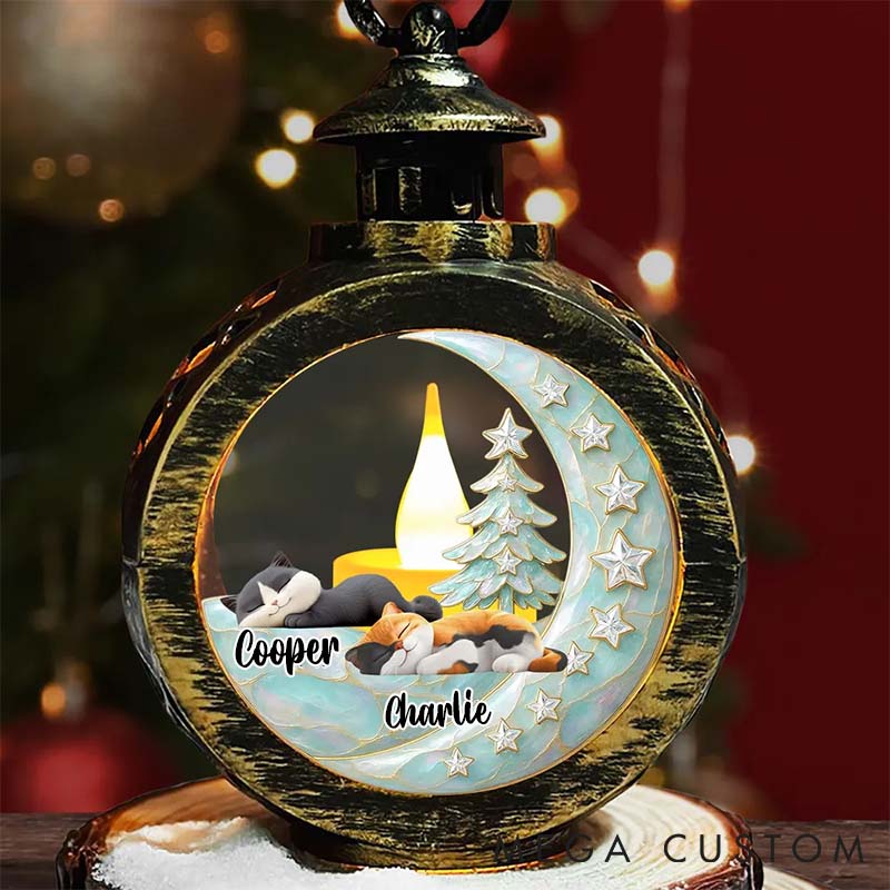 Personalized Cat Lover Beside Pearl of You Christmas Lantern