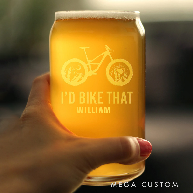 Personalized Id Bike That Pint Glass Mountain Bike Gift for Cyclists Biker Cycling Lovers