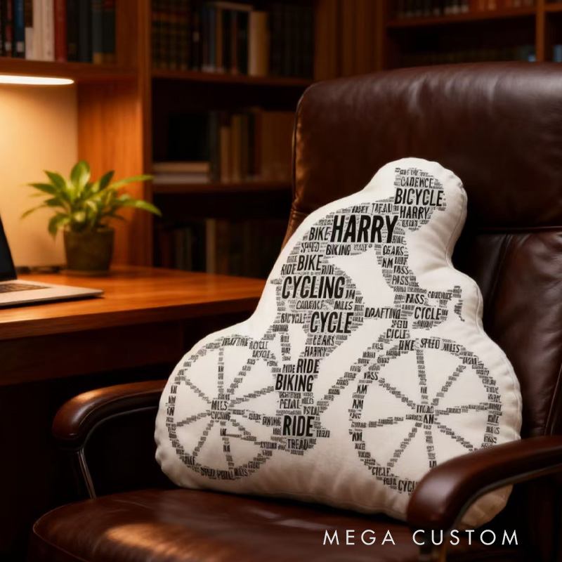 Personalized Word Art Print Pillow Funny Bike Riding Bicycle Gifts Pillow for Cycling Enthusiasts Soft and Funny Home Decor