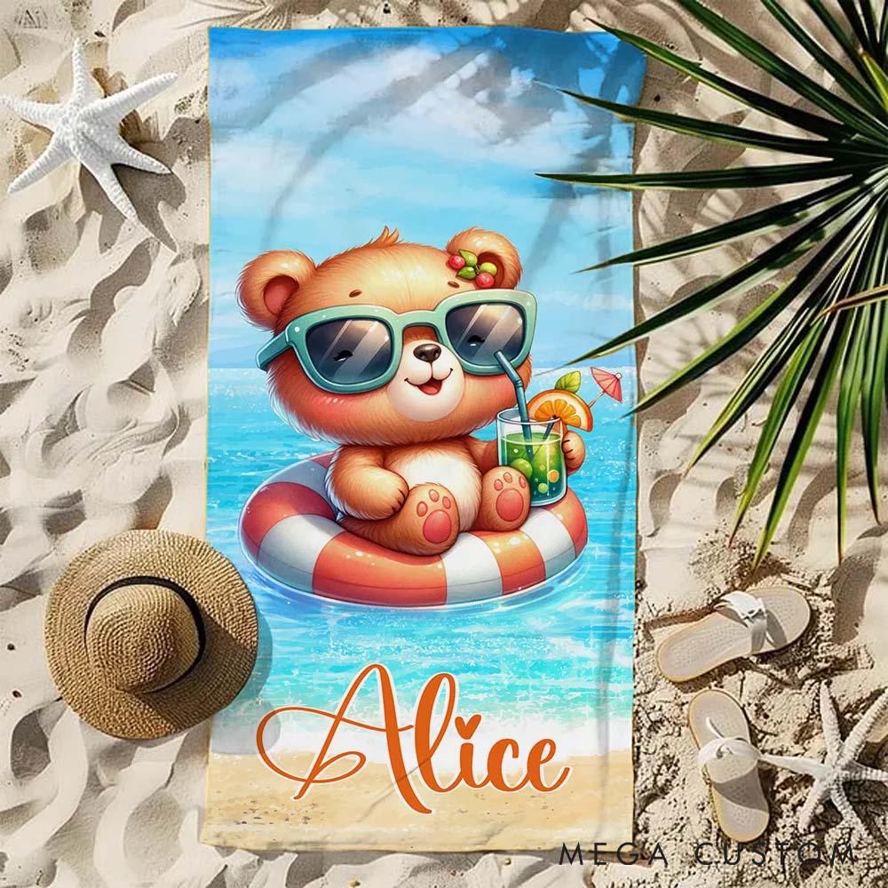Personalized Pet Lover Cute Cat Animals Beach Towel