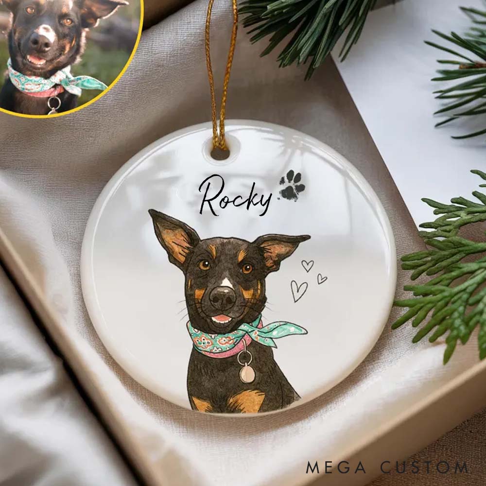 Personalized Pet Lover Watercolor Pet Photo Ornament