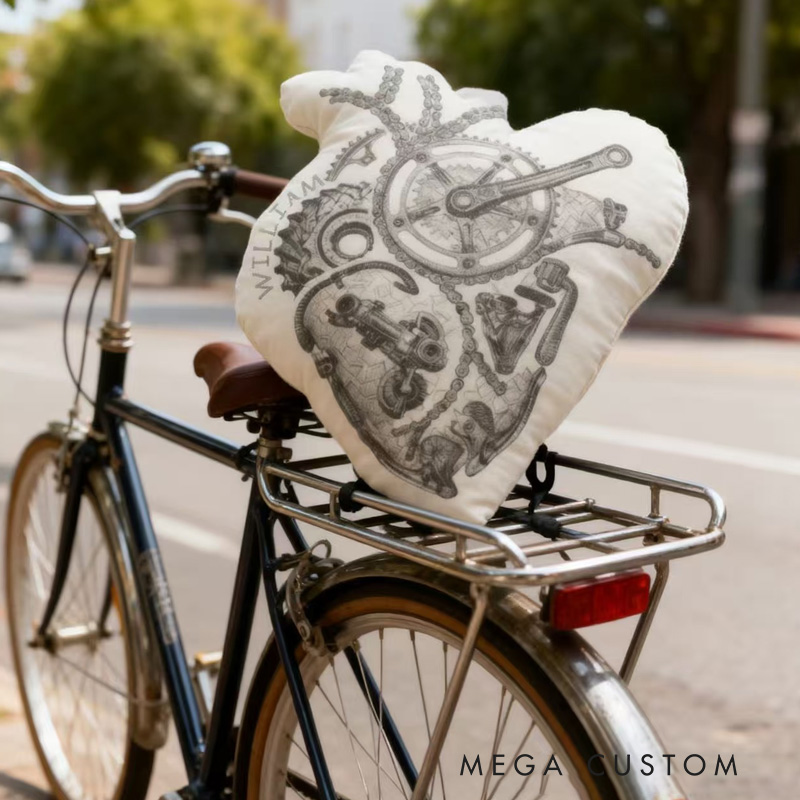 Personalized Bicycle Art Print Pillow Vintage Bike MTB Bicycle Funny Bike Riding Bicycle Gifts Pillow for Cycling Enthusiasts Soft and Funny Home Decor