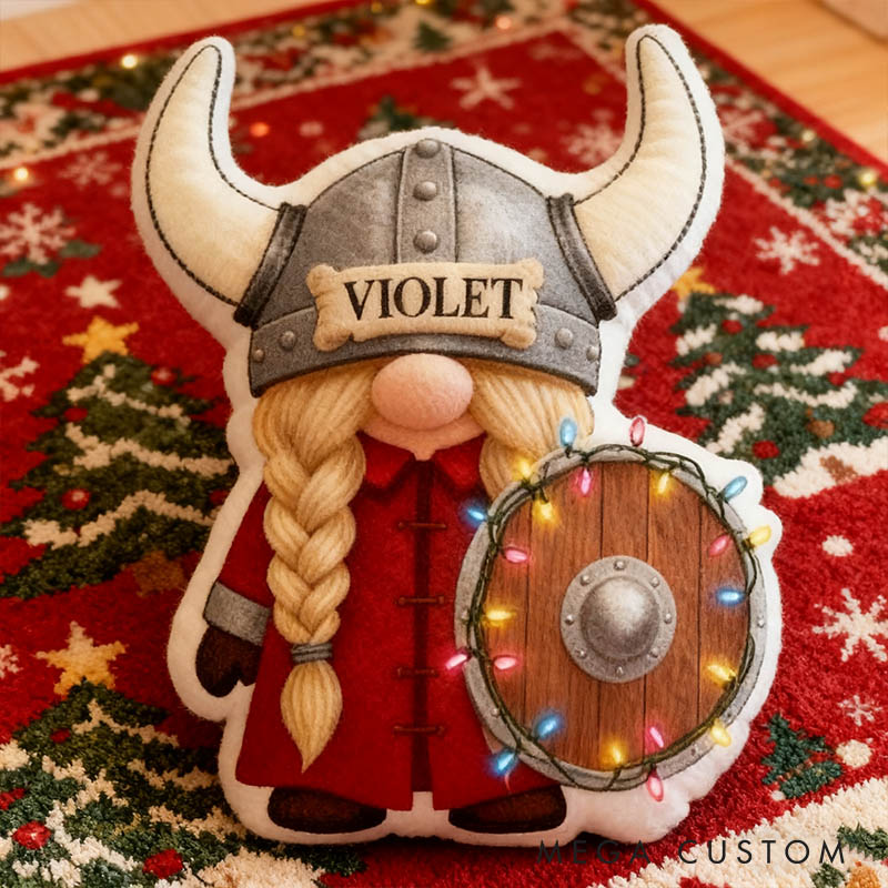Personalized Couple Viking Gnome Christmas Pillow Custom Newlyweds Doll Cushion First Christmas Gift for Husband Wife Boyfriend Girlfriend