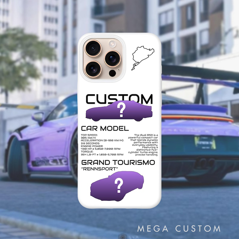 Personalized Custom Car Model Phone Case Racing Spec Design Gift for Car Lovers and Racing Lovers