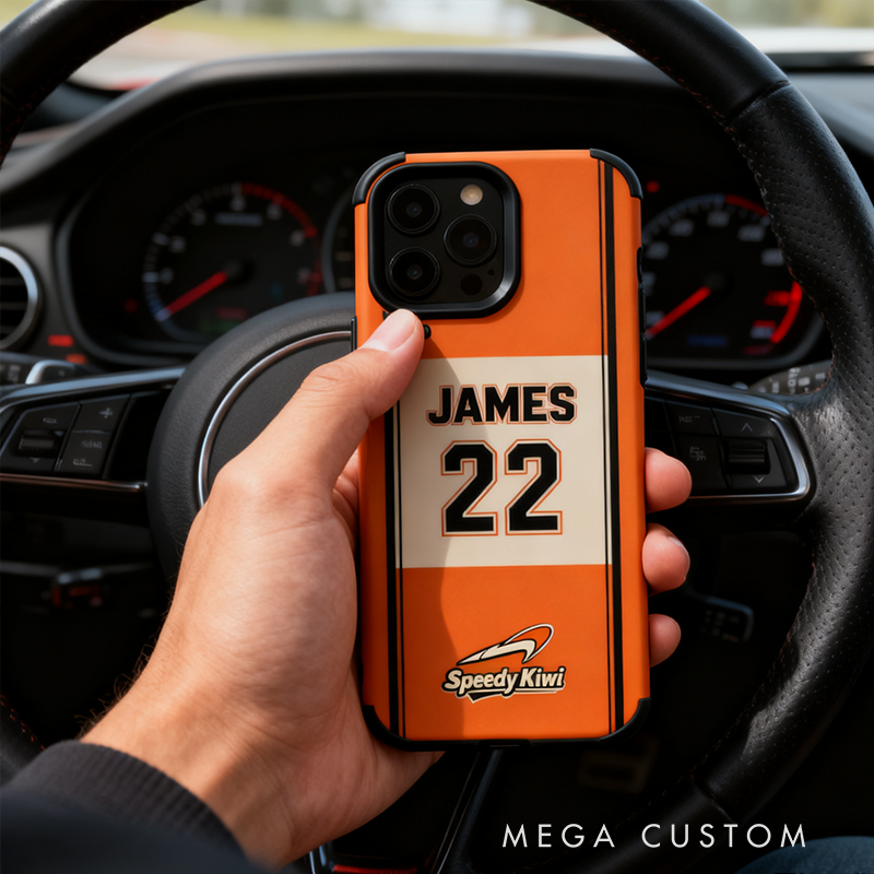 Personalized Vintage Racing Phone Case Custom Name and Number Retro Car Style Gift for Racers and Racing Lovers