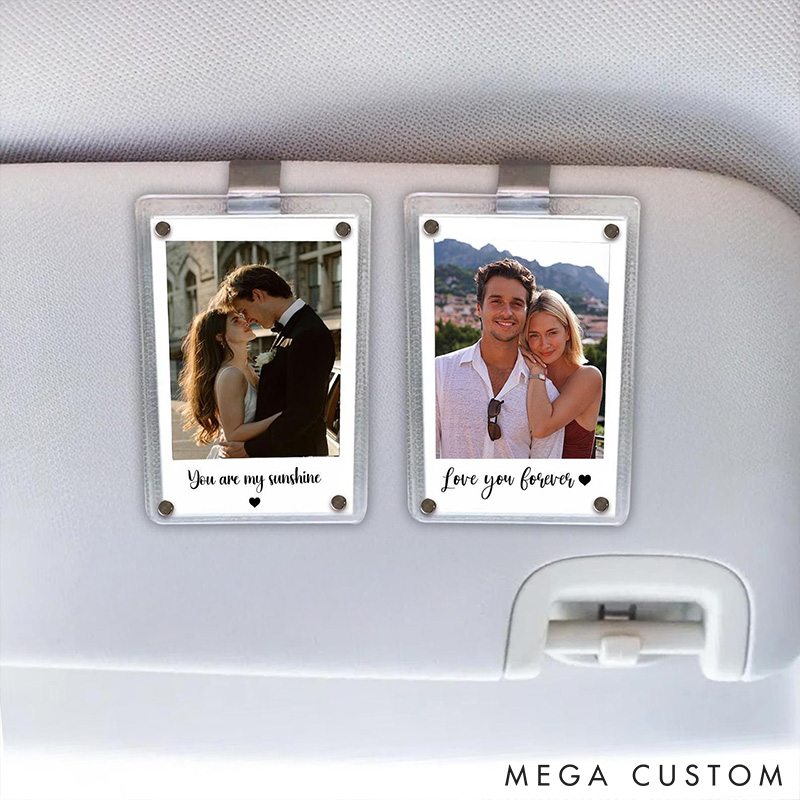 Personalized Photo Car Visor Clip Custom Gift for Him Anniversary Romantic Drive Safe Gift Unique Couples Keepsake Car Photo Frame