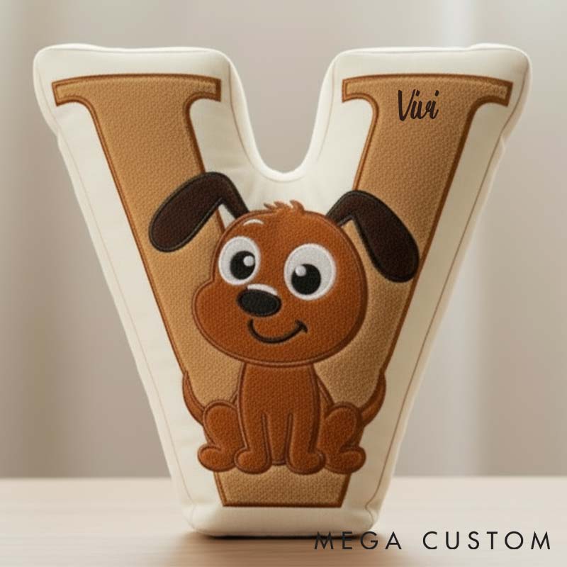 Personalized Dog Lover Letter Pillow with Dog Custom Name Design