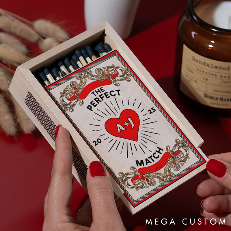 Personalized Couples Matchbox Custom Date Night Matchbox Christmas Dinner Matchbox without Match Wedding Gift for Couple Anniversary Gift Matchbox 