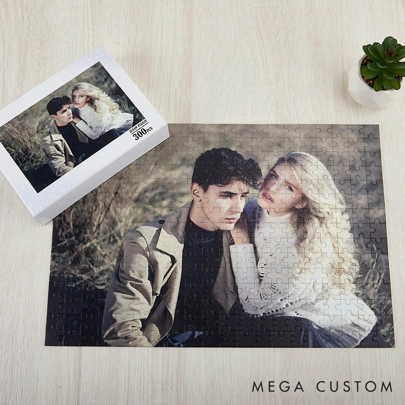 Personalized Couple Photo Puzzle with Box Custom Newlyweds Portrait Jigsaw Puzzle from Your Own Picture Wedding Valentine's Day Anniversary Gift