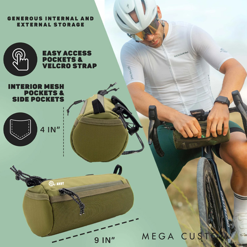 Personalized Bike Handlebar Bag Multiple Colors available in 2 Sizes Mini or Medium Bike Bag Bike Bar Bag Burrito Bag Cycling Bag Rear Rack Bag