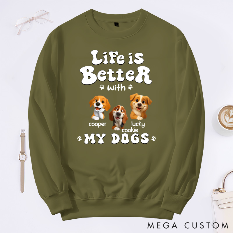 Personalized Dog Lover Living the Best Life Classic Sweatshirts