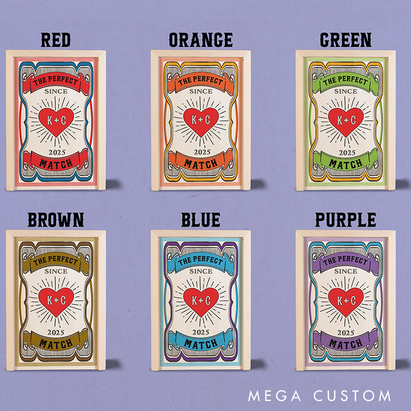 Personalized Couples Matchbox Wood Custom Date Night Matchbox Christmas Dinner Matchbox Wedding Gift for Couple Anniversary Gift