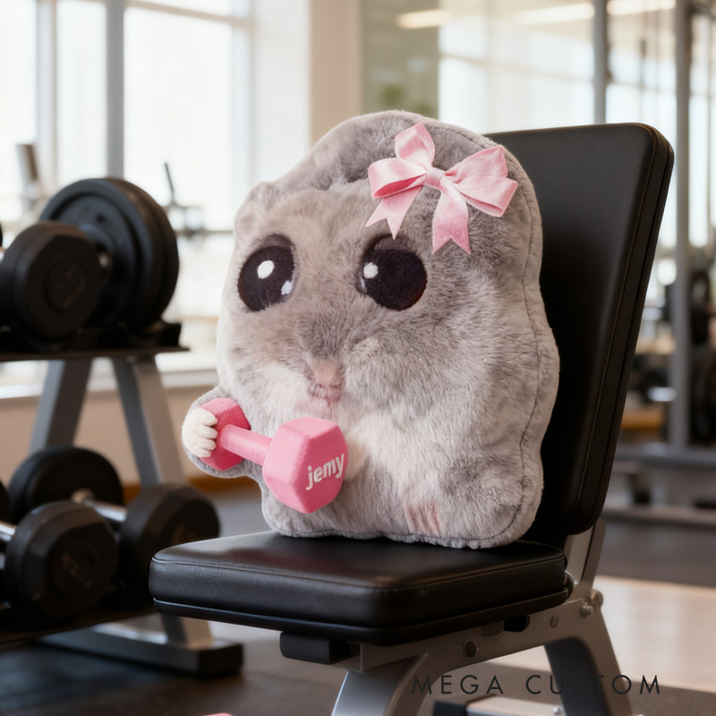 Personalized Pillow Sad Hamster Funny Coquette Cute Gifts for Girls Friends Custom Name Pillow Comfortable Christmas Decor for Gym Lovers
