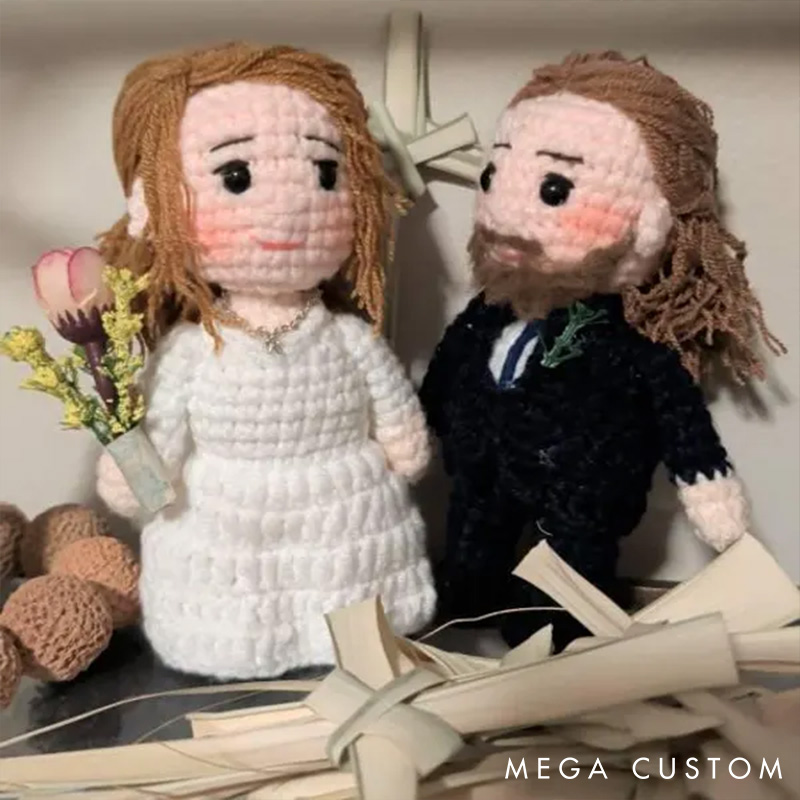 Personalized Couple Portrait Doll Custom Couple Doll Crochet Wedding Gift Anniversary Gift Him Her Christmas Portrait Doll Gift
