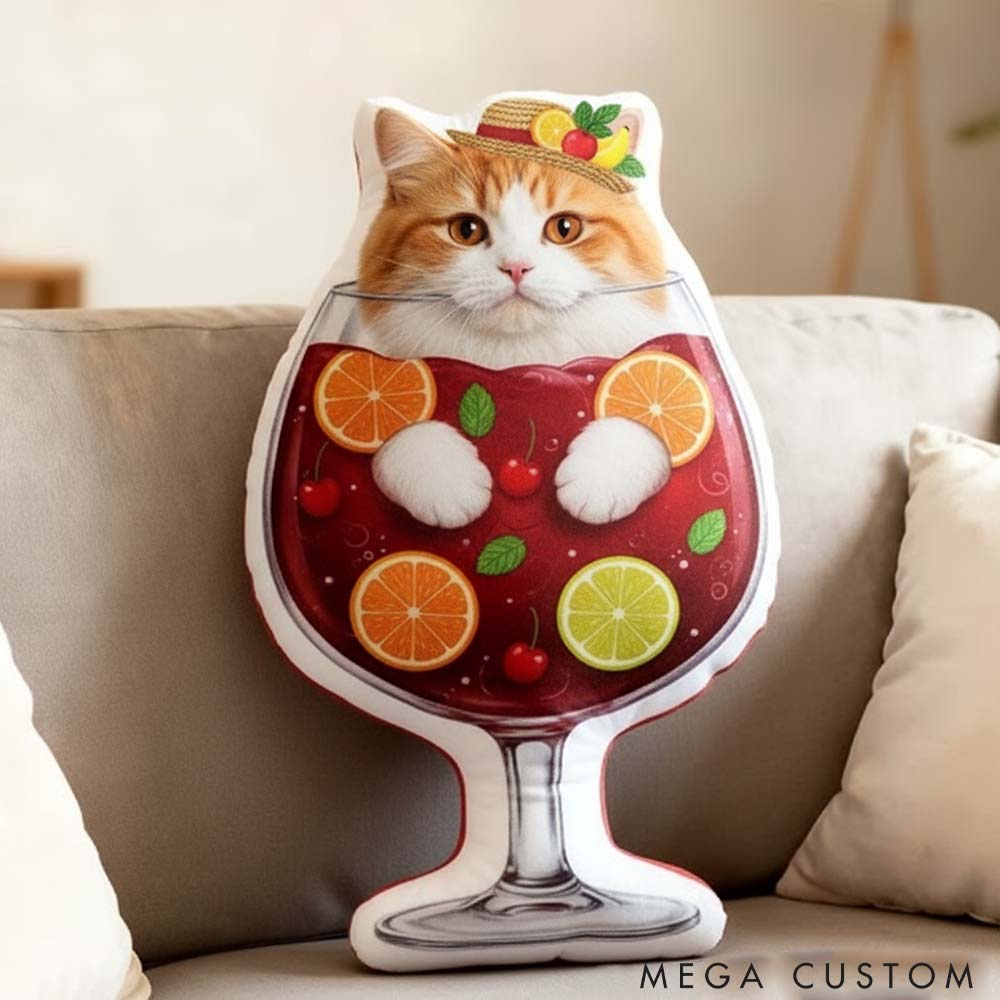 Personalized Pet Lover Drink and Custom Photo Cute Pillow