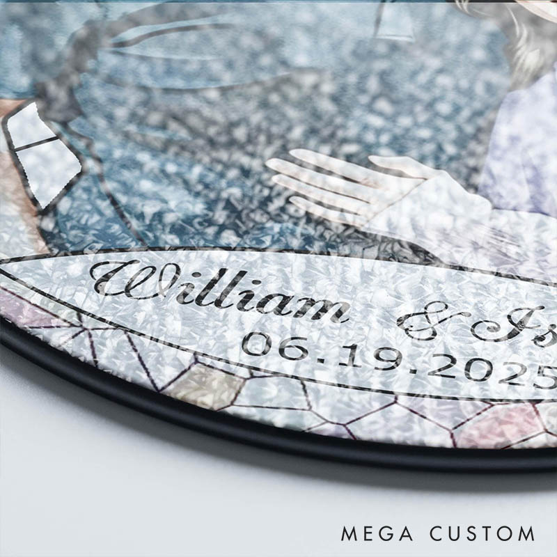 Personalized Couple Stained Glass Photo Suncatcher Custom Newlyweds Portrait Window Decor Anniversary Gift for HUsband Wife Boyfriend Girlfriend