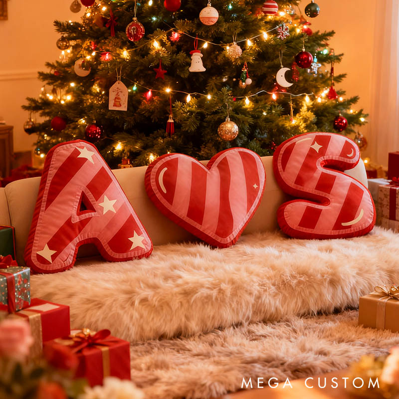 Personalized Girlfriend Initials Pillow Custom Couple Newlyweds Letter Cushion DIY Name Pillow First Christmas Pillow for Husband Wife Boyfriend