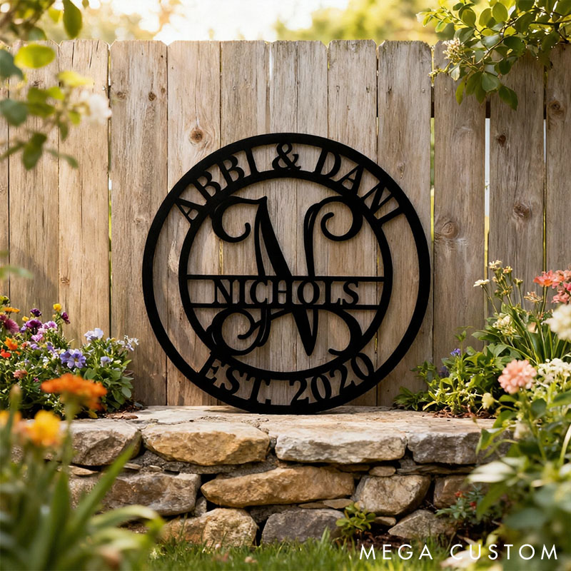 Personalized Couple Name Metal Monogram Sign or Ornament Custom Last Name Sign Couple Wedding Gift Newlyweds Holiday Gift Anniversary Gift