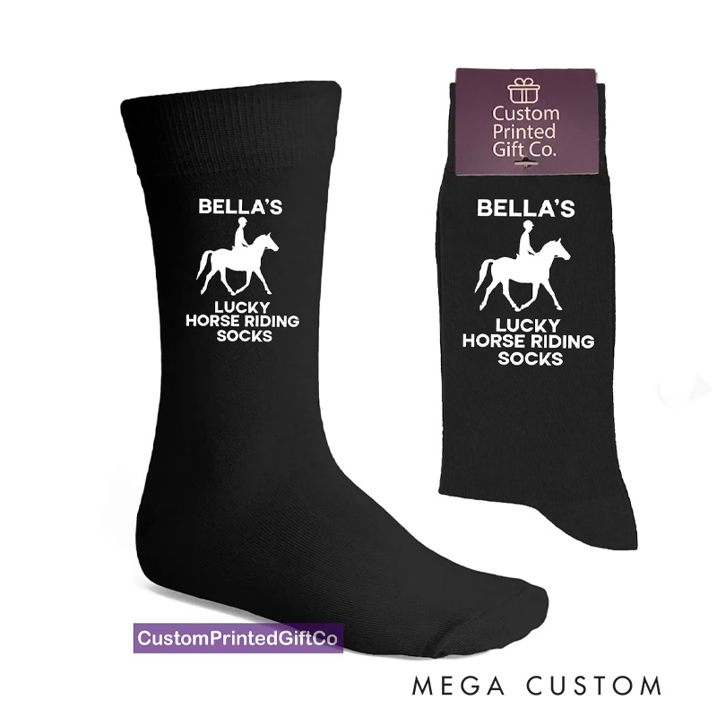Personalized Lucky Horse Riding Socks Horse Riding Gift for Her Gift for Rider Equestrian Riding Lovers