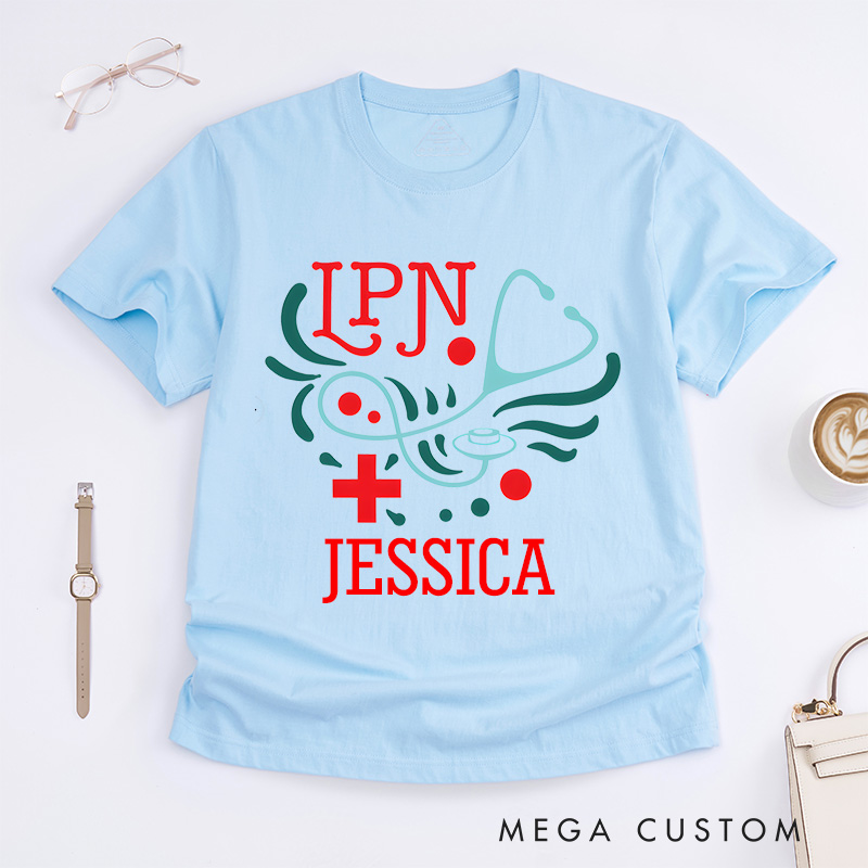 Personalized Nurse T-Shirts Artistic LPN Fashion Design T-Shirts