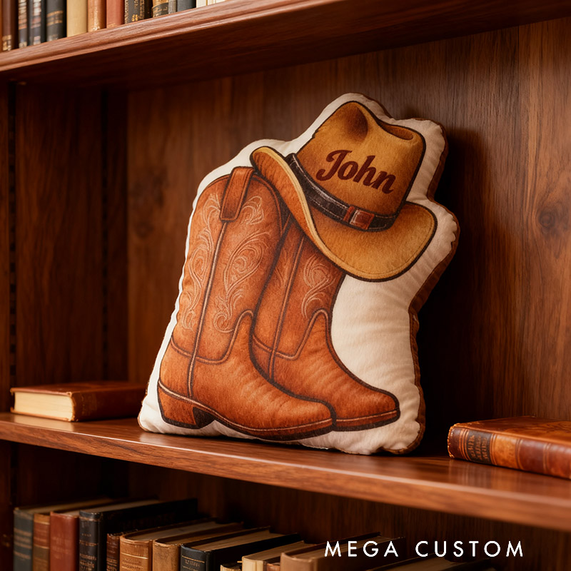 Personalized Cowboy Boots Cowboy Hats Cowboy Themed Pillow with Customizable Names Unique Decorative Cushion Perfect Gift for Western Cowboys and Music Lovers