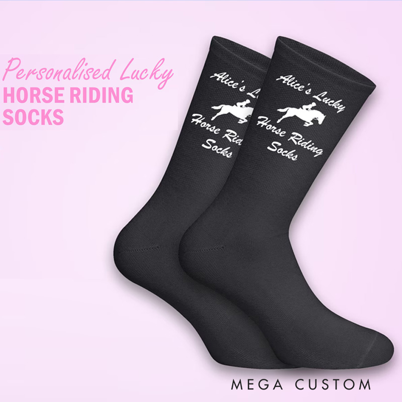 Personalized Lucky Horse Riding Socks Custom Gift for Friend or Sister Birthday Gifts for Her for Rider Equestrian Riding Lovers