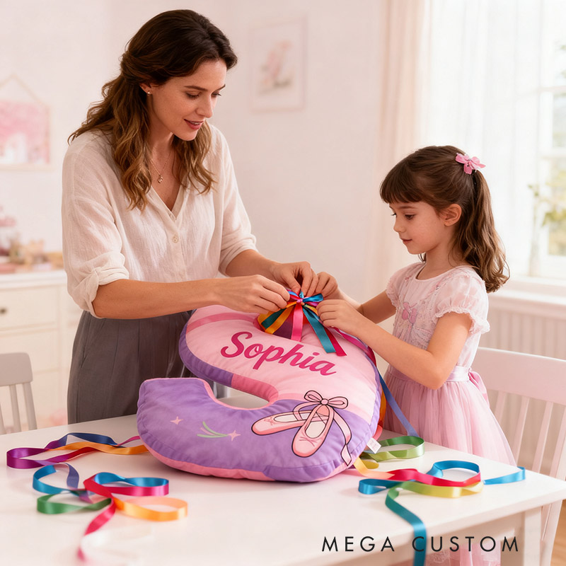 Personalized Ballet Dance Pillow With Your Own Name Soft Stuffed Toy for Kids Unique Decorative Cushion for Girls' Room