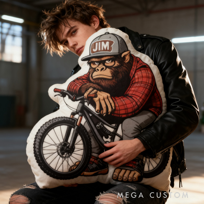 Personalized Bigfoot Mountain Bike Pillow Fun and Festive Gift for Kids Graphic 3D Print Pillow for Riding Enthusiasts Cycling Rider Racing Soft and Funny Home Decor