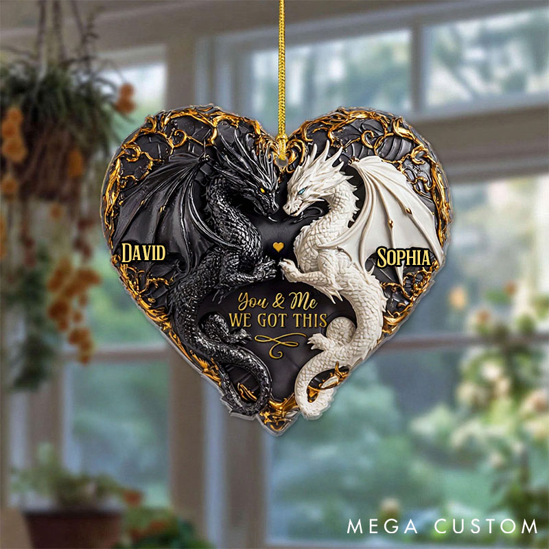 Personalized You and Me We Got This 2D Flat Acrylic Ornament Dragon Couple Halloween Ornament Couple Xmas Ornament Couple Keepsake Gift